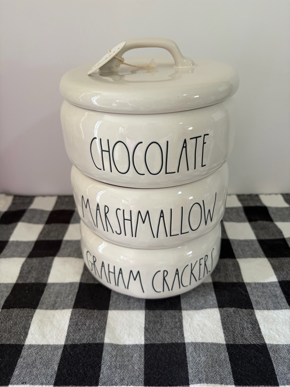 Rae Dunn S’mores Ceramic Stacker Canister Set.